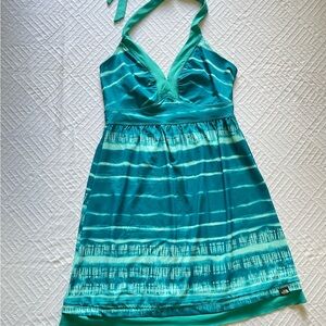 The North Face Swimming Suit  Dress Coverup Turquoise Halter Top  Tie Dye Sz S